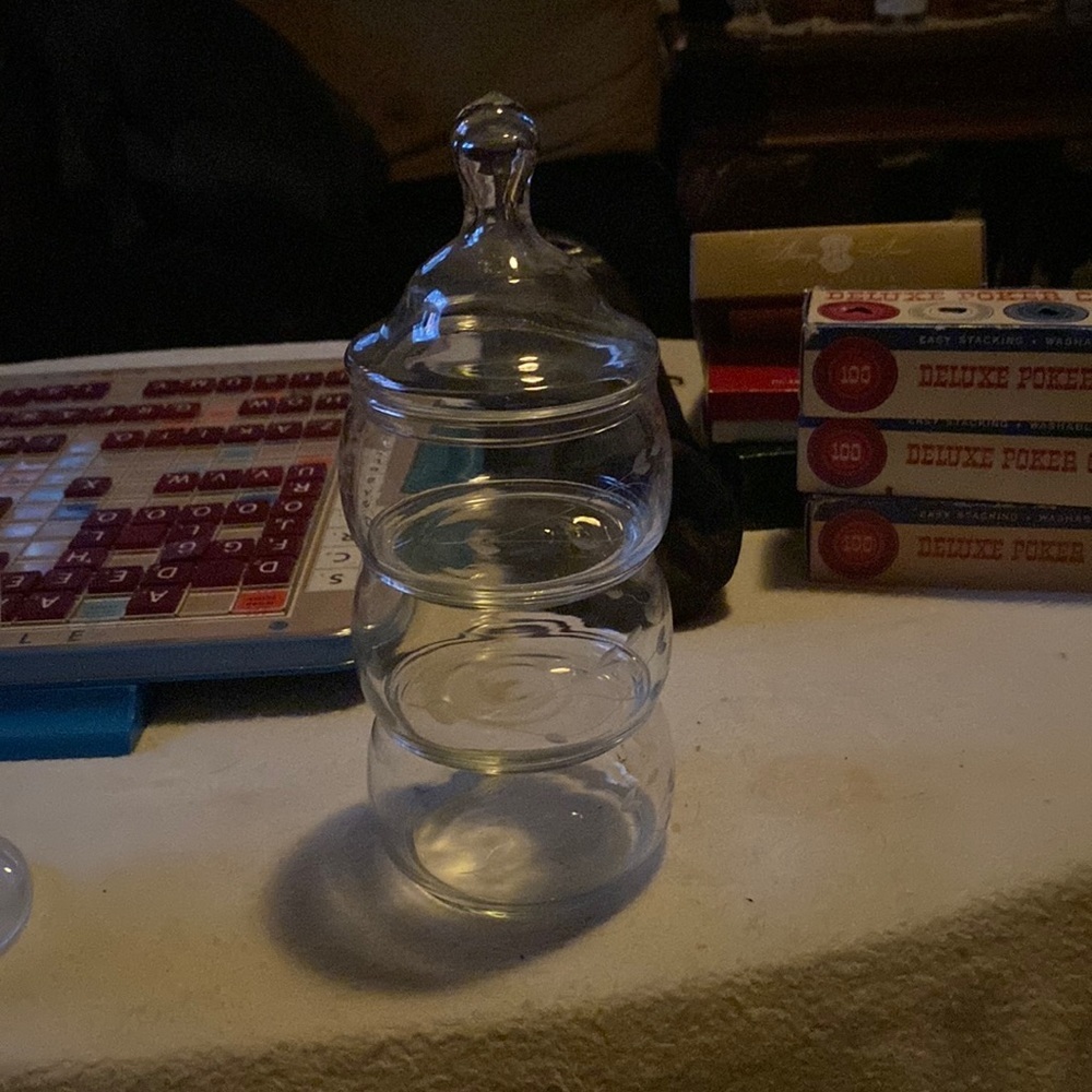 👉*VINTAGE* 4pc PRINCESS HOUSE CRYSTAL HERITAGE STACKABLE 3 TIER CANDY DISH #443